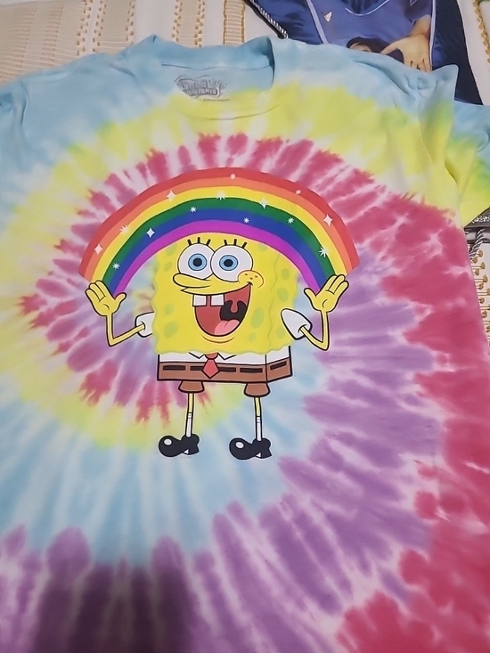 SpongeBob Squarepants Other - SpongeBob SquarePants Rainbow Imagination Tie Dye Graphic T-Shirt Unisex Small